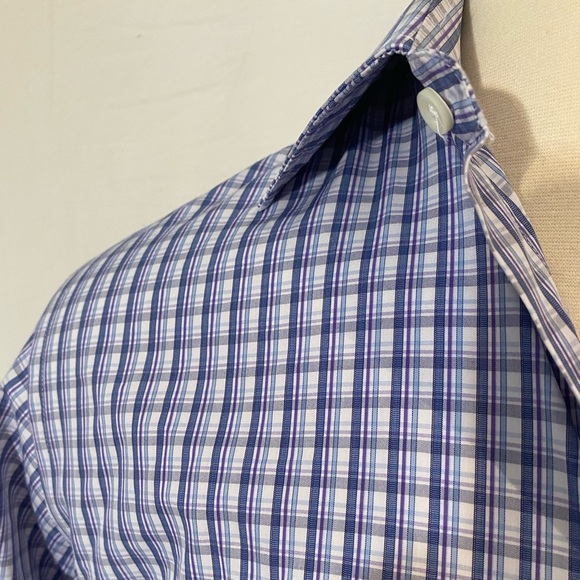 CANALI Men’s Check Long Sleeve Button Down Shirt Size 16 1/2 - Picture 4 of 10